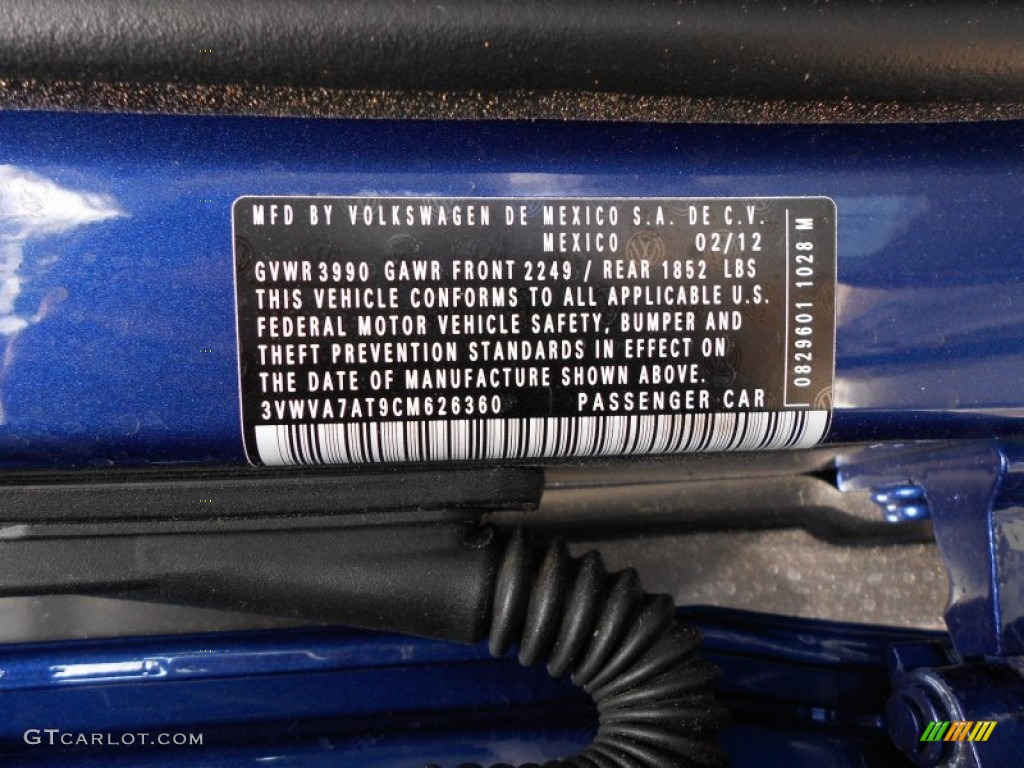 2012 Volkswagen Beetle Turbo Info Tag Photo #63008384