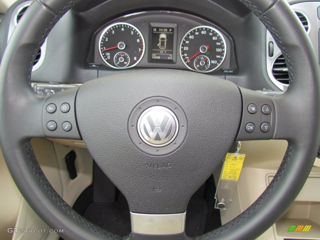 2010 Volkswagen Tiguan Wolfsburg Edition Sandstone Steering Wheel Photo #63009986