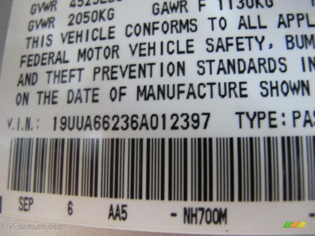 NH700M 2006 Acura TL 3.2 Parts