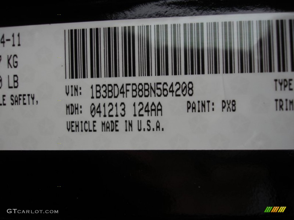 2011 Avenger Color Code PX8 for Black Photo #63012100