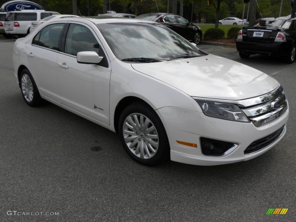 2012 Fusion Hybrid - White Platinum Tri-Coat / Charcoal Black photo #1