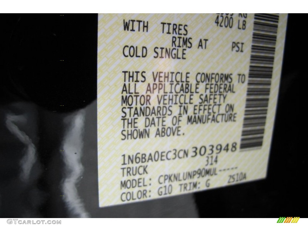 2012 Titan Color Code G10 for Galaxy Black Photo #63019873