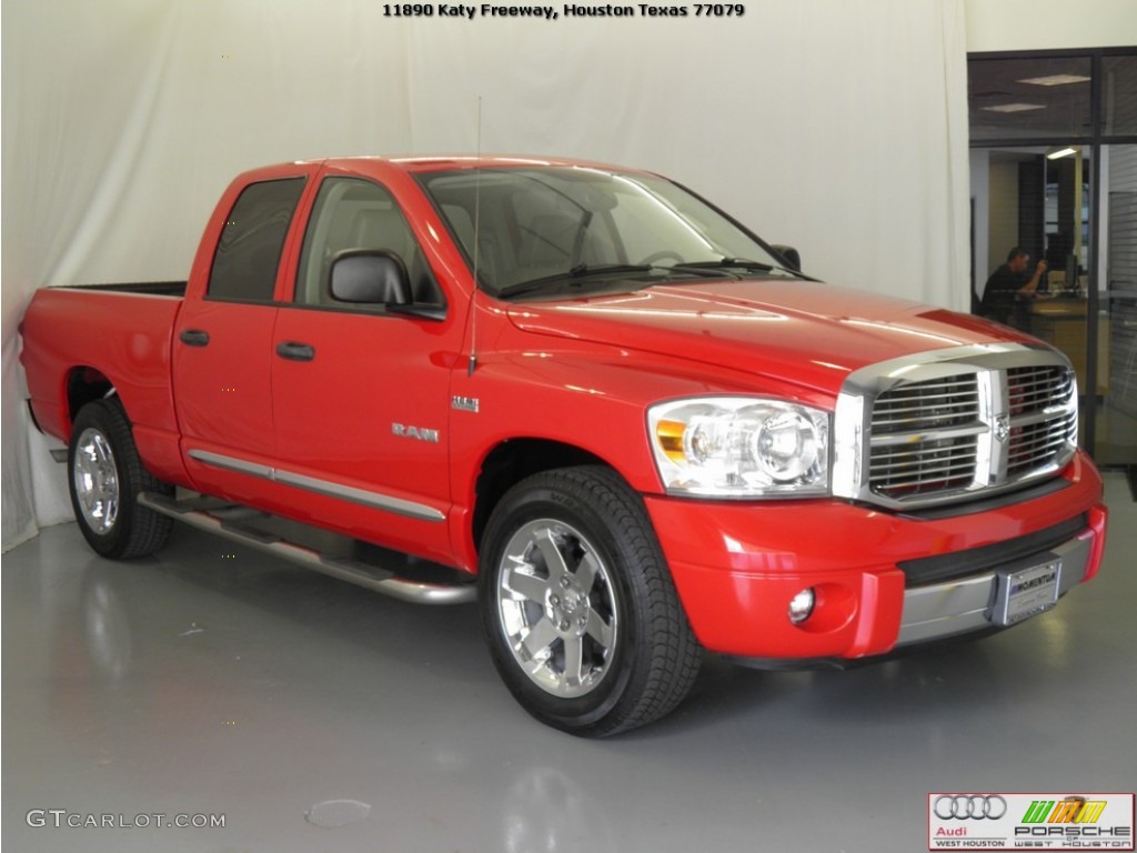 2008 Ram 1500 Laramie Quad Cab - Flame Red / Medium Slate Gray photo #3