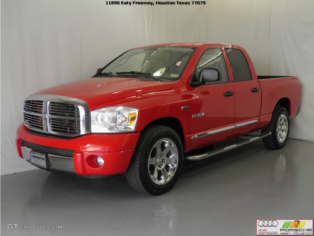 2008 Ram 1500 Laramie Quad Cab - Flame Red / Medium Slate Gray photo #4