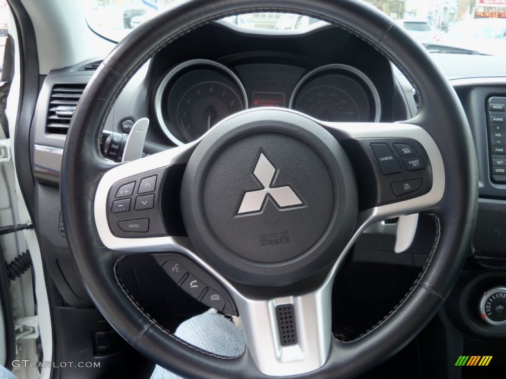 2008 Mitsubishi Lancer Evolution MR Black Steering Wheel Photo #63020713