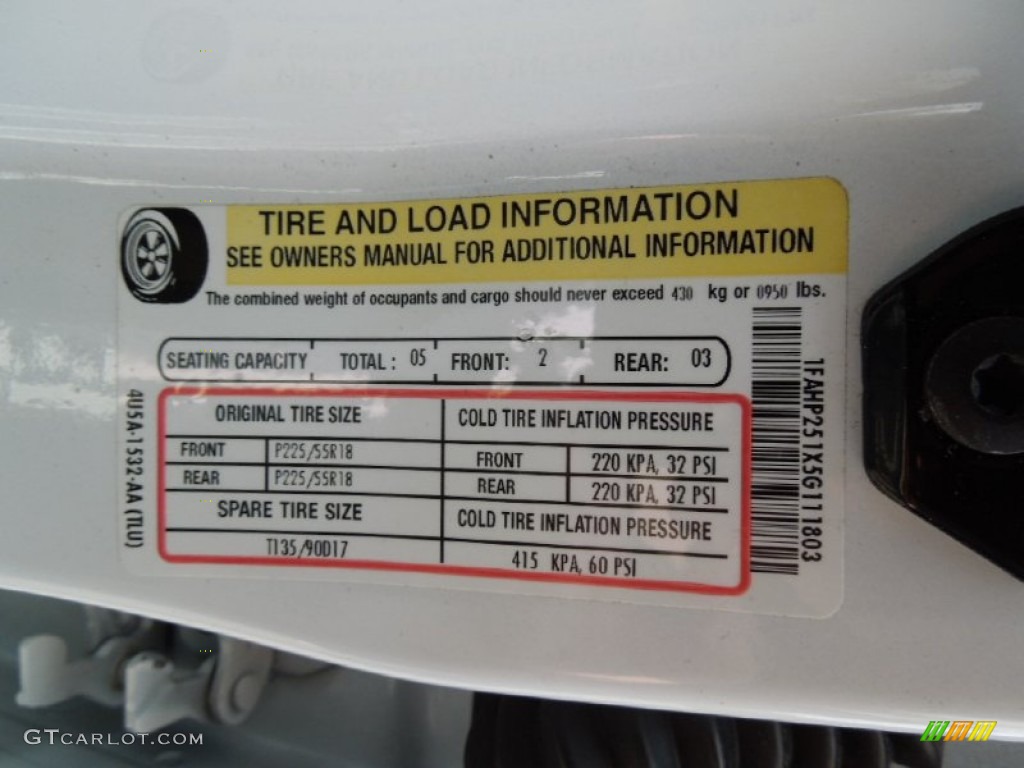 2005 Ford Five Hundred Limited Info Tag Photos