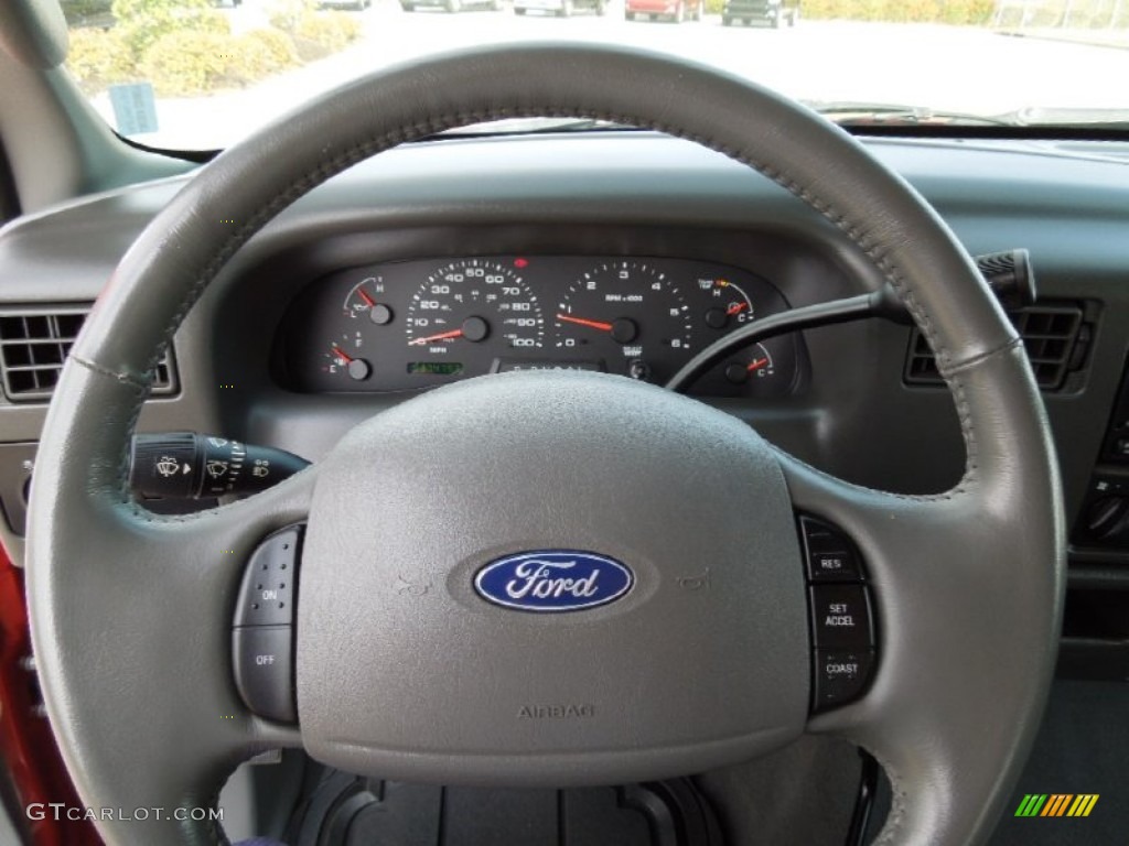 2003 Ford F250 Super Duty Lariat Crew Cab 4x4 Medium Flint Grey Steering Wheel Photo #63024401