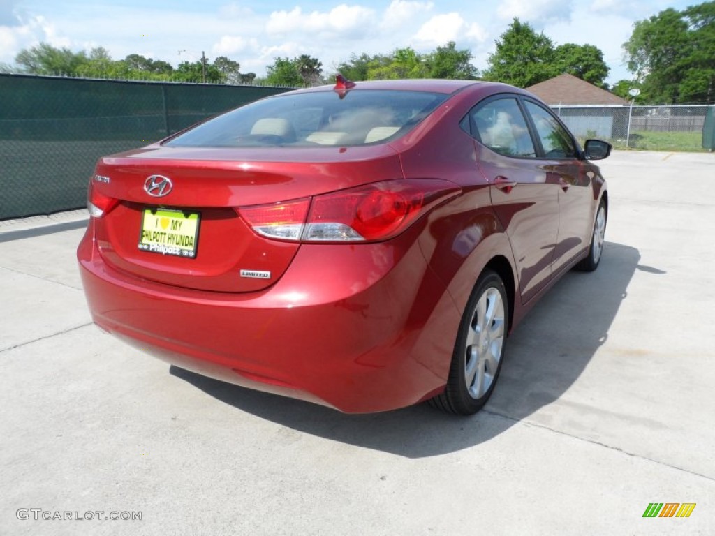 2012 Elantra Limited - Red Allure / Beige photo #3