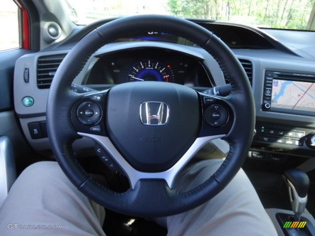 2012 Civic EX-L Coupe - Rallye Red / Gray photo #24