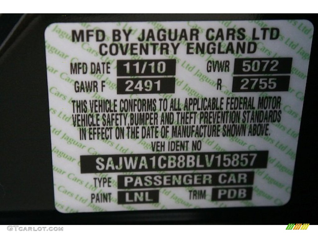 2011 XJ Color Code LNL for Stratus Grey Metallic Photo #63032970