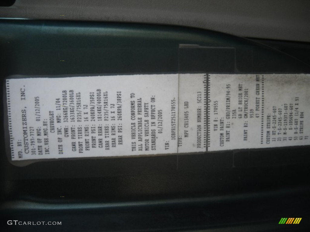2005 Express 1500 Passenger AWD Conversion Van - Dark Green Metallic / Neutral photo #15