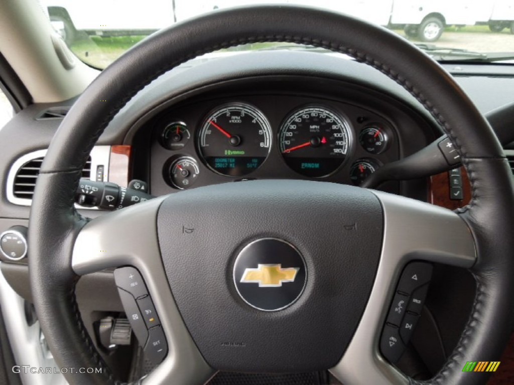 2011 Chevrolet Tahoe Hybrid 4x4 Ebony Steering Wheel Photo #63035115