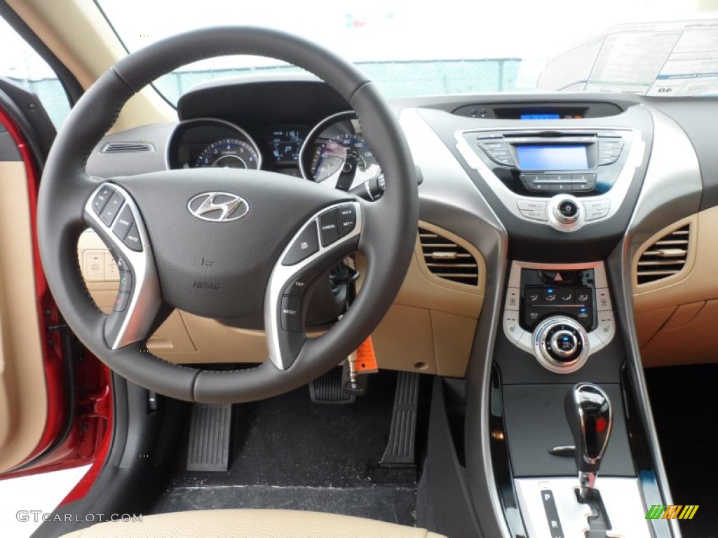 2012 Elantra Limited - Red Allure / Beige photo #30