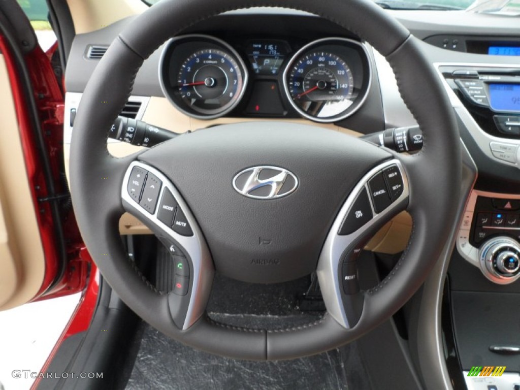 2012 Elantra Limited - Red Allure / Beige photo #33