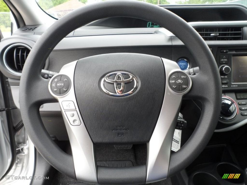 2012 Toyota Prius c Hybrid Three Light Blue Gray/Black Steering Wheel Photo #63042912
