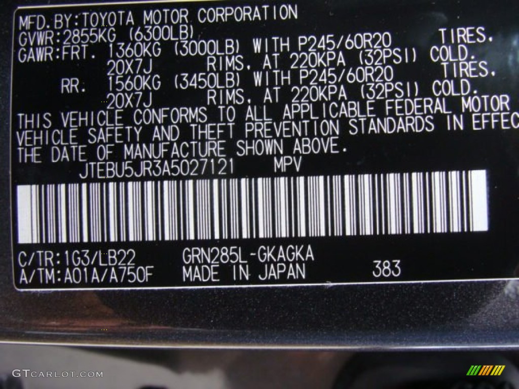 2010 4Runner Color Code 1G3 for Magnetic Gray Metallic Photo #63047206