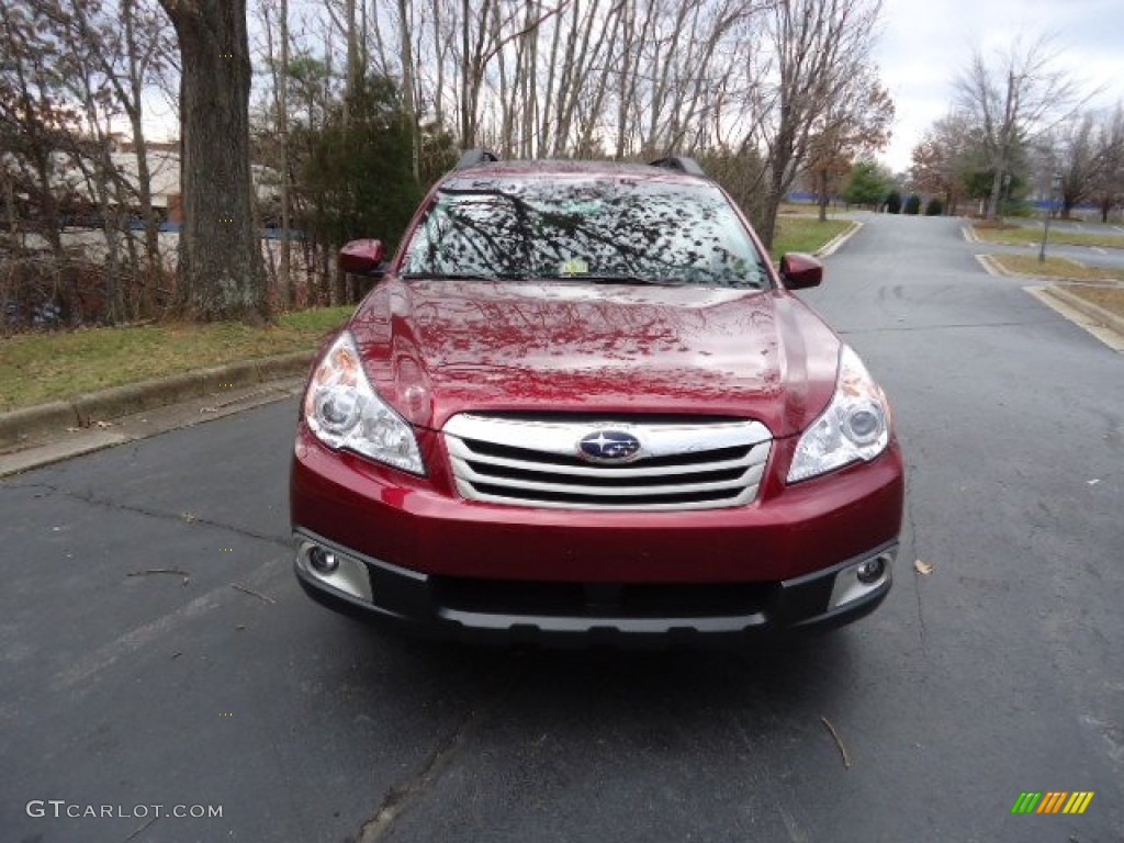 2012 Outback 2.5i Premium - Ruby Red Pearl / Off Black photo #2