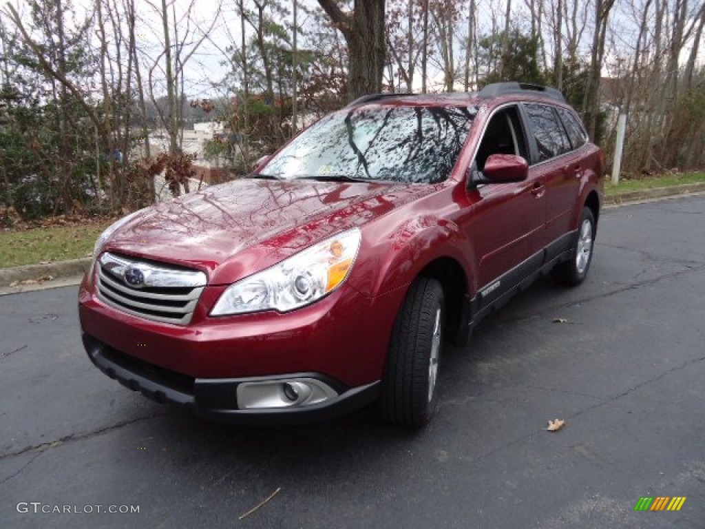 2012 Outback 2.5i Premium - Ruby Red Pearl / Off Black photo #3
