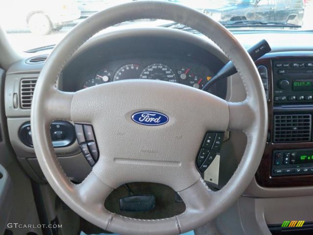 2003 Ford Explorer Limited AWD Medium Parchment Beige Steering Wheel Photo #63048989