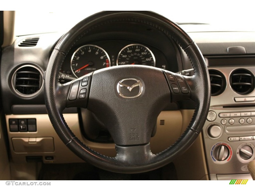 2005 Mazda MAZDA6 i Sport Sedan Beige Steering Wheel Photo #63058888