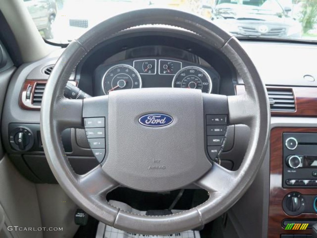 2008 Ford Taurus SEL Medium Light Stone Steering Wheel Photo #63059774