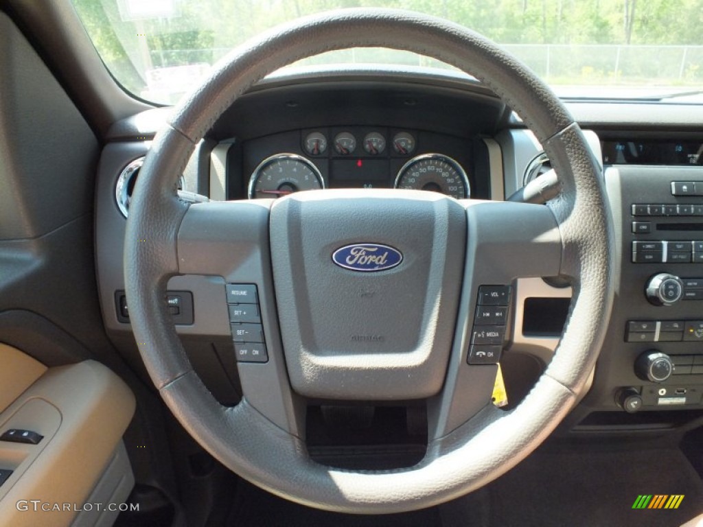2010 Ford F150 XLT SuperCrew Tan Steering Wheel Photo #63062770