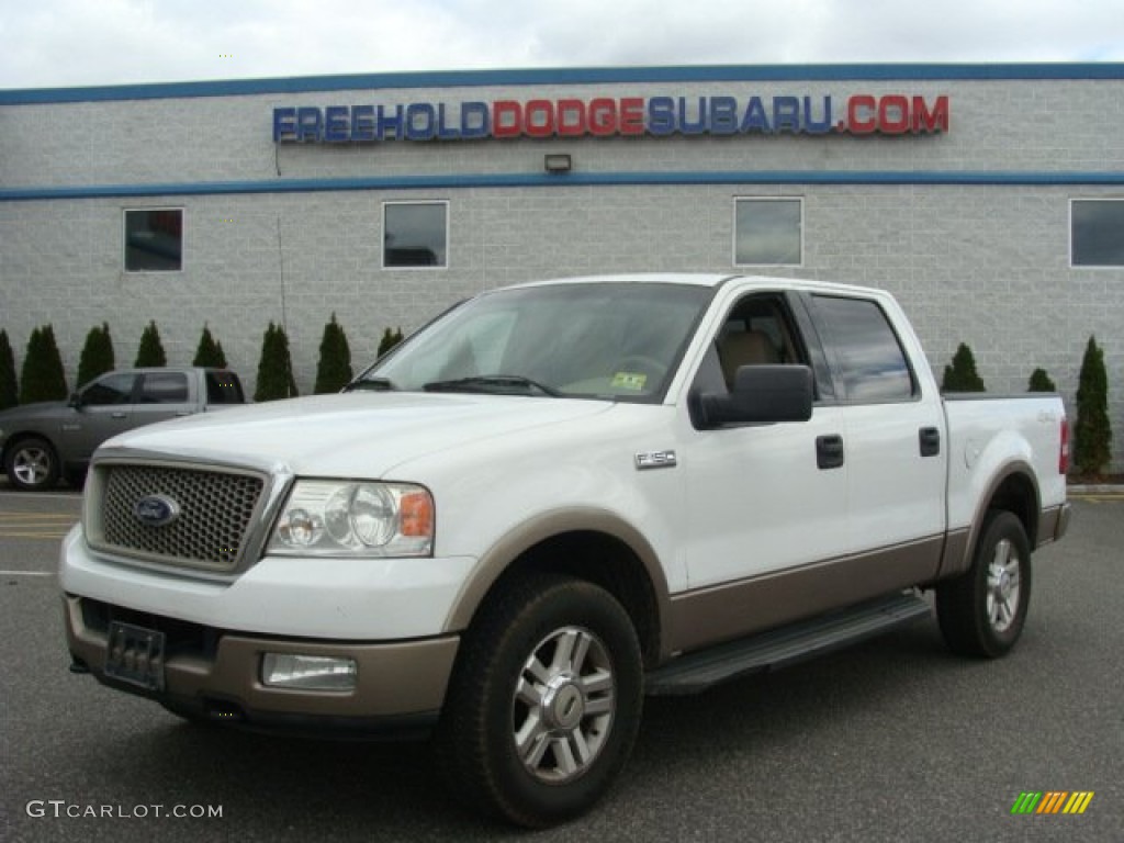 2004 F150 Lariat SuperCrew 4x4 - Oxford White / Tan photo #1
