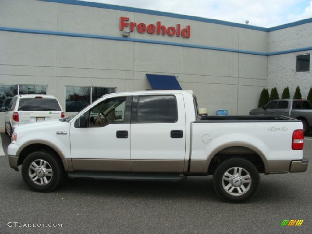 2004 F150 Lariat SuperCrew 4x4 - Oxford White / Tan photo #3
