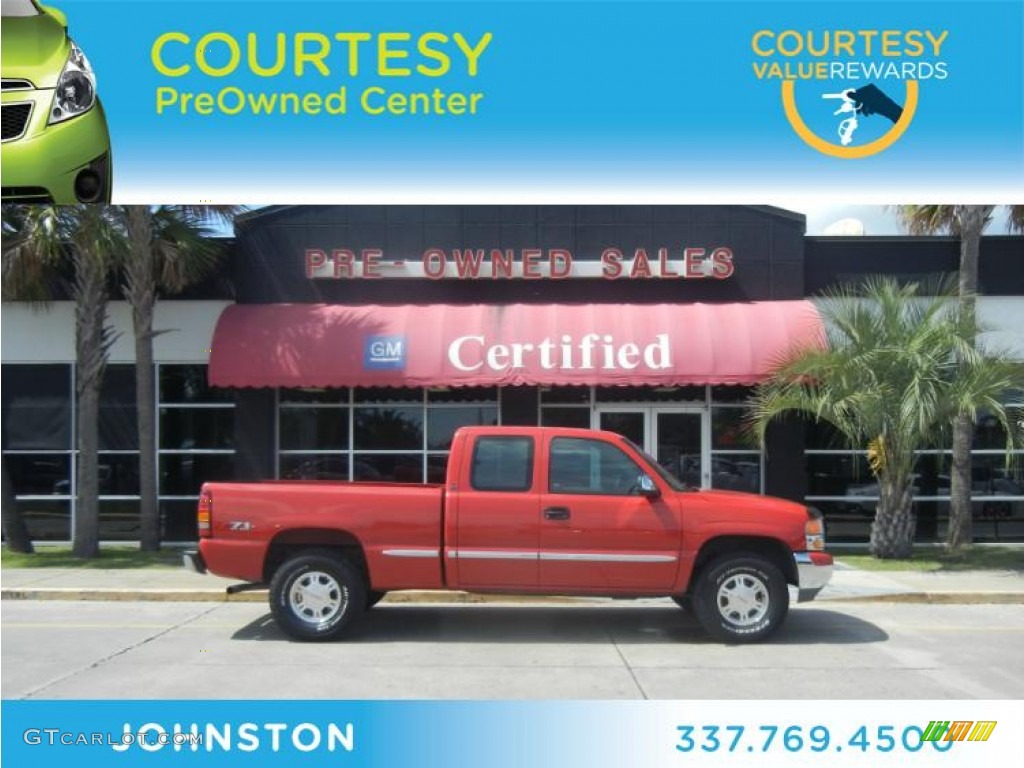 2001 Sierra 1500 SLE Extended Cab 4x4 - Fire Red / Neutral photo #1
