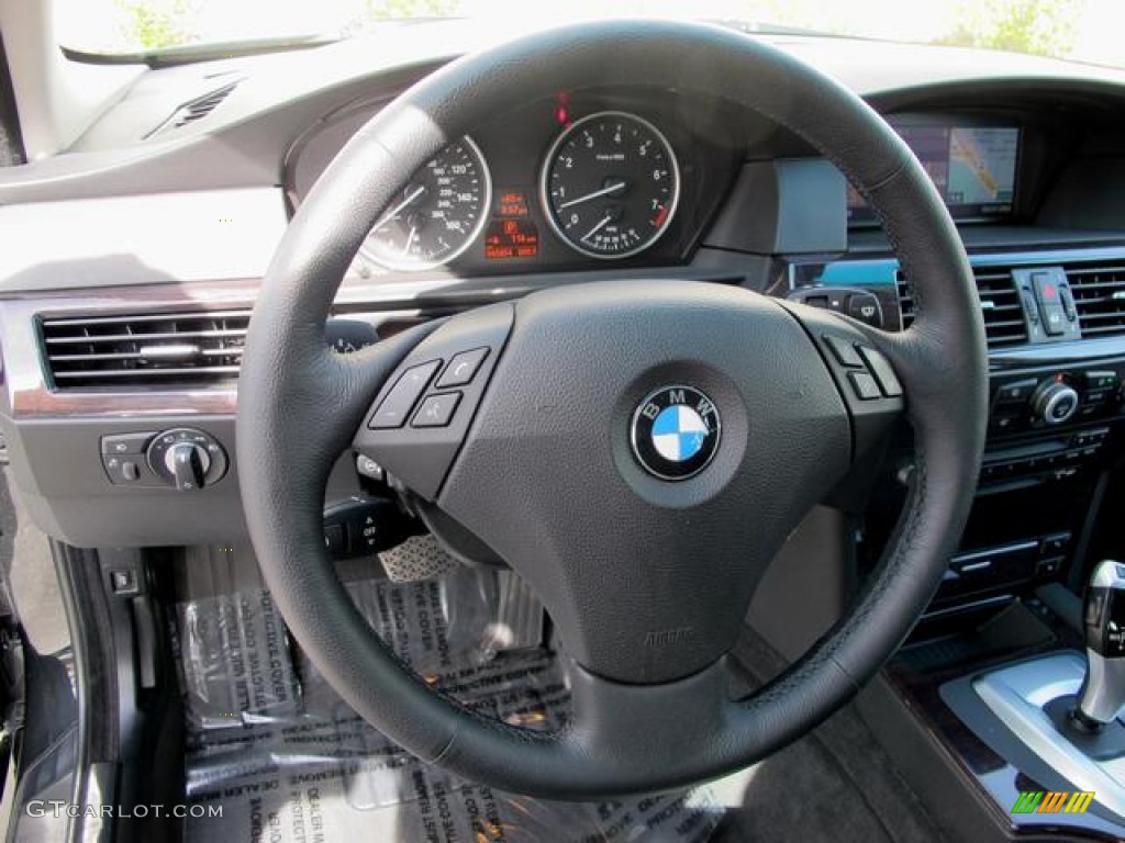 2009 BMW 5 Series 535xi Sports Wagon Black Steering Wheel Photo #63068692