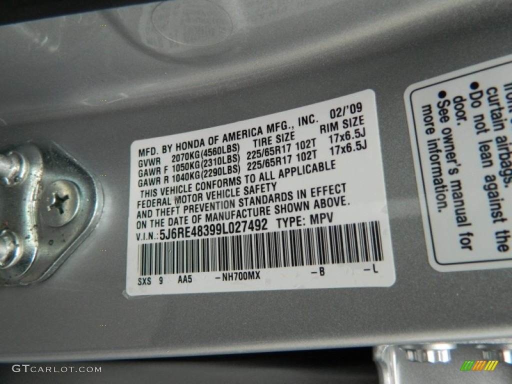 2009 CR-V LX 4WD - Alabaster Silver Metallic / Gray photo #28