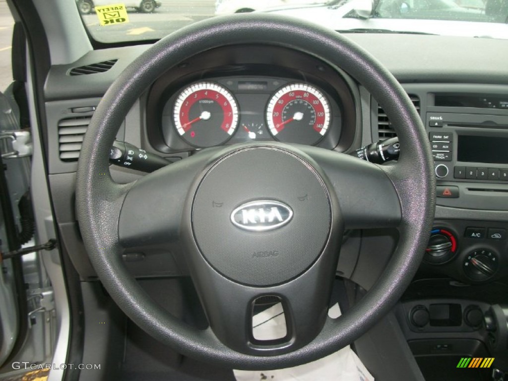 2010 Kia Rio LX Sedan Gray Steering Wheel Photo #63072323