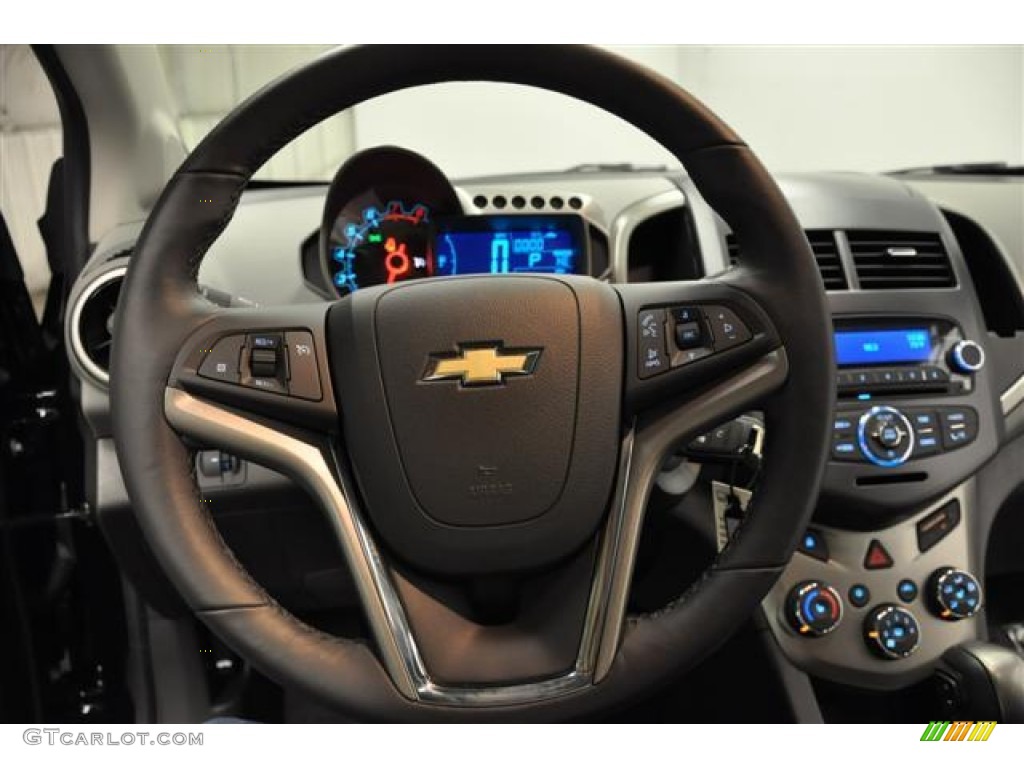 2012 Chevrolet Sonic LTZ Hatch Jet Black/Dark Titanium Steering Wheel Photo #63079264