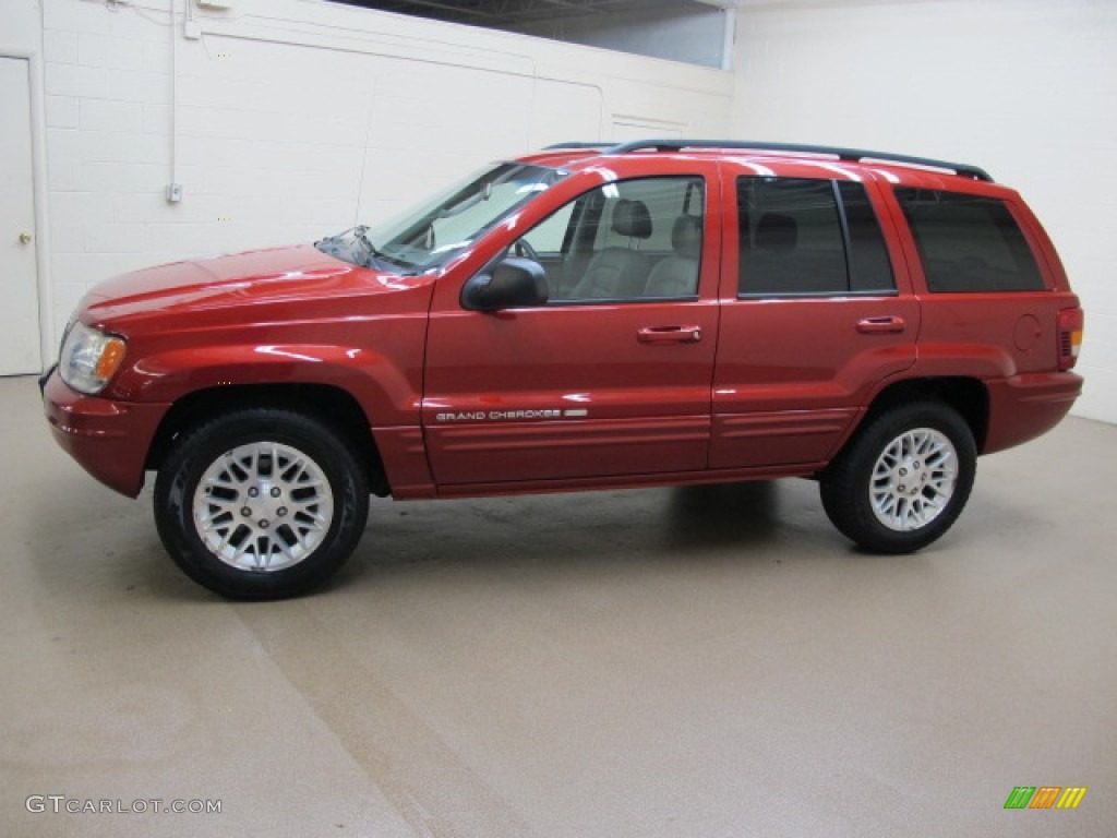 2002 Grand Cherokee Limited 4x4 - Inferno Red Tinted Pearlcoat / Sandstone photo #5