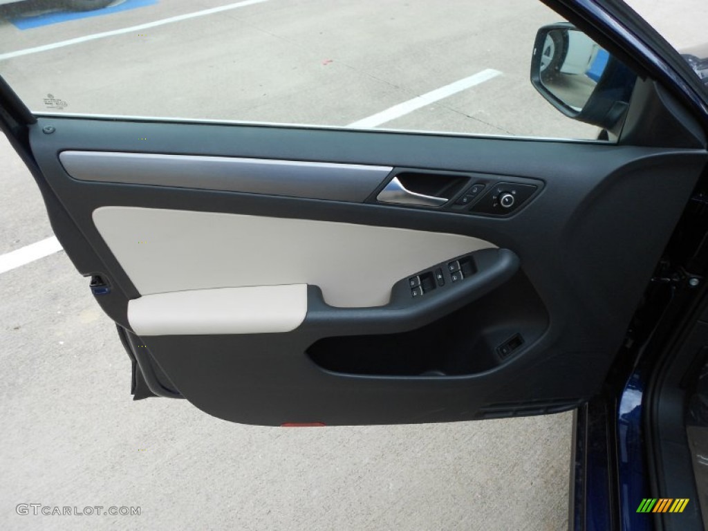 2012 Volkswagen Jetta SEL Sedan 2 Tone Cornsilk/Black Door Panel Photo #63083659