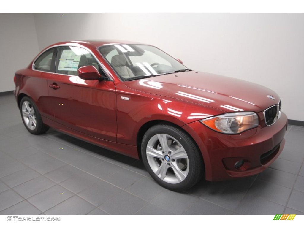 2012 1 Series 128i Coupe - Vermillion Red Metallic / Oyster photo #6