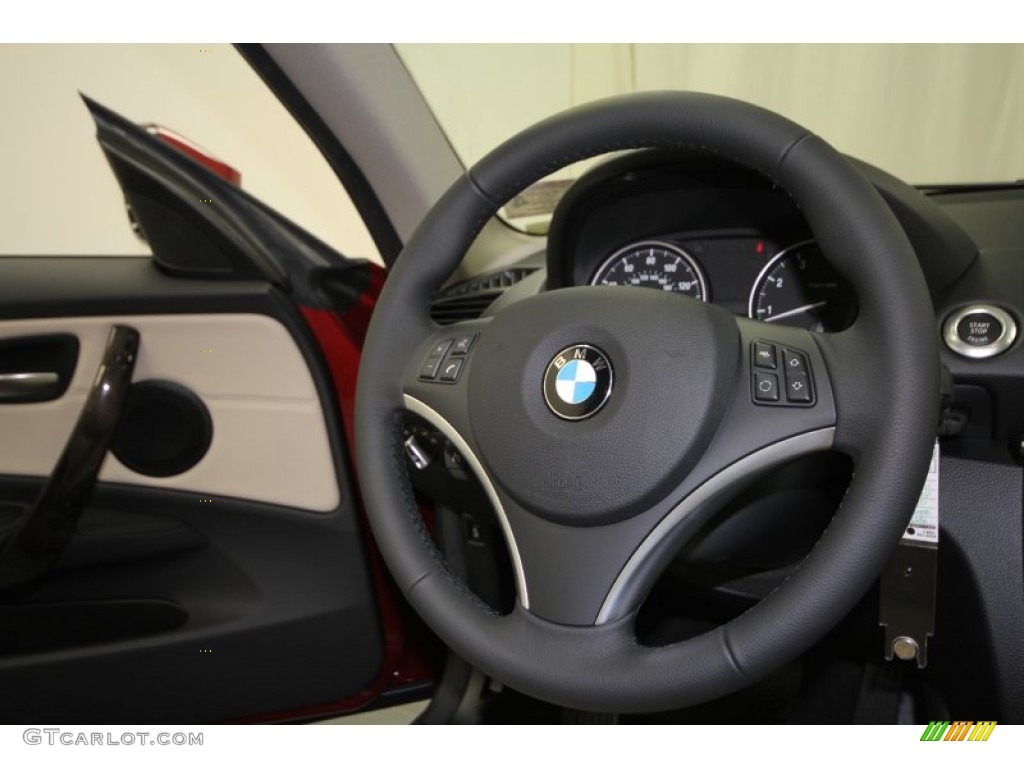 2012 BMW 1 Series 128i Coupe Oyster Steering Wheel Photo #63085301