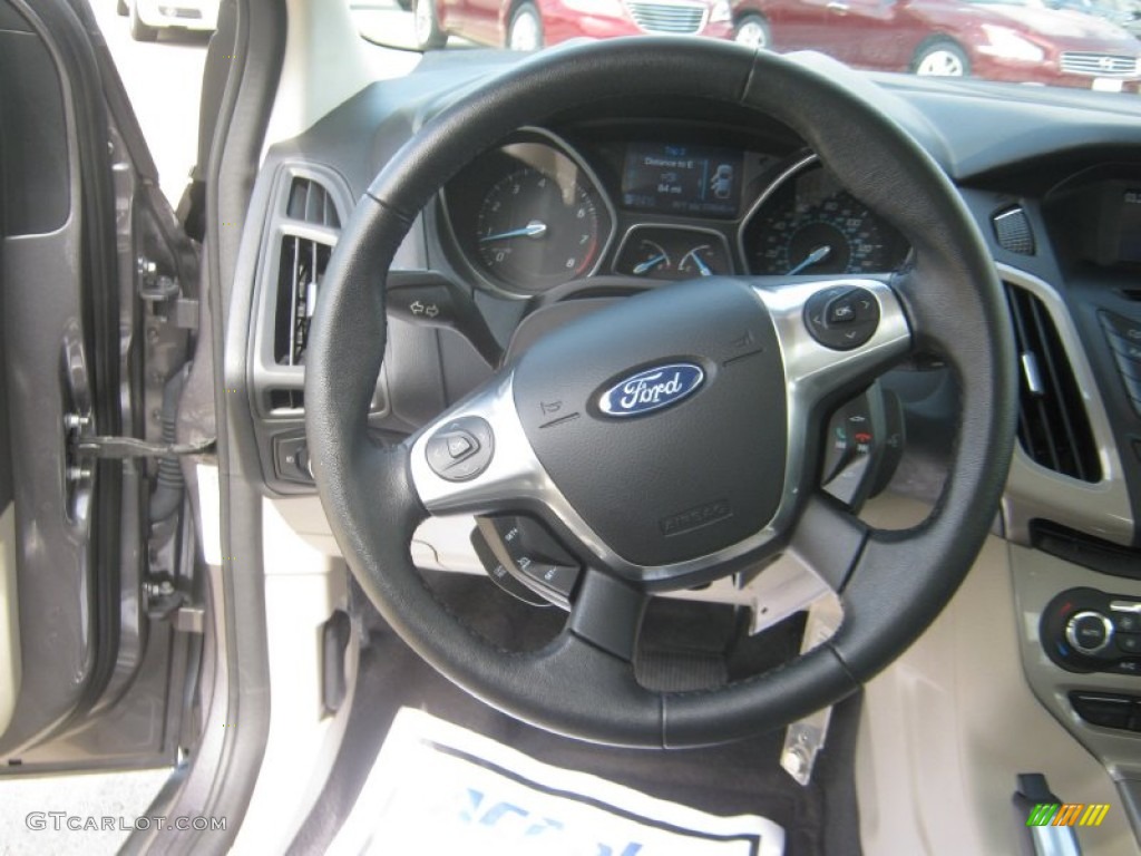 2012 Ford Focus SEL Sedan Stone Steering Wheel Photo #63090848