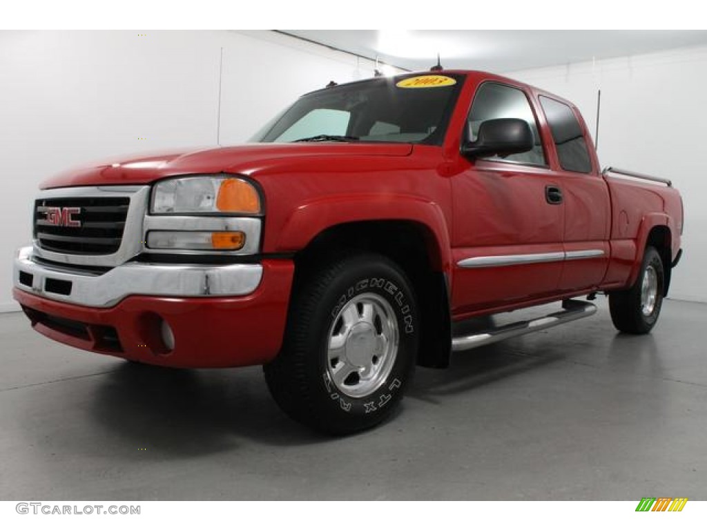 2003 Sierra 1500 SLT Extended Cab 4x4 - Fire Red / Pewter photo #1