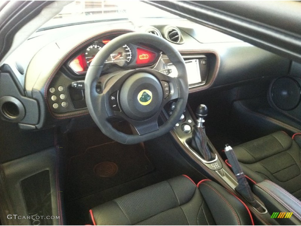 Ebony Black Leather/Red Piping Interior 2012 Lotus Evora S 2+2 Photo #63106253