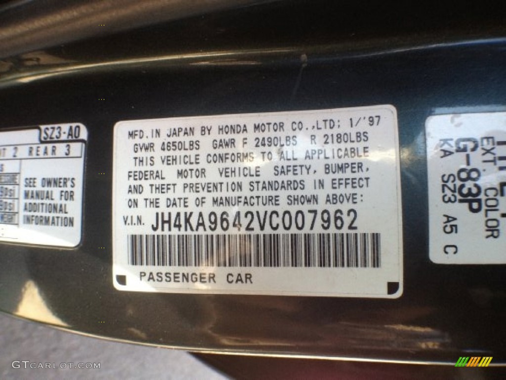 1997 Acura RL 3.5 Sedan Info Tag Photos