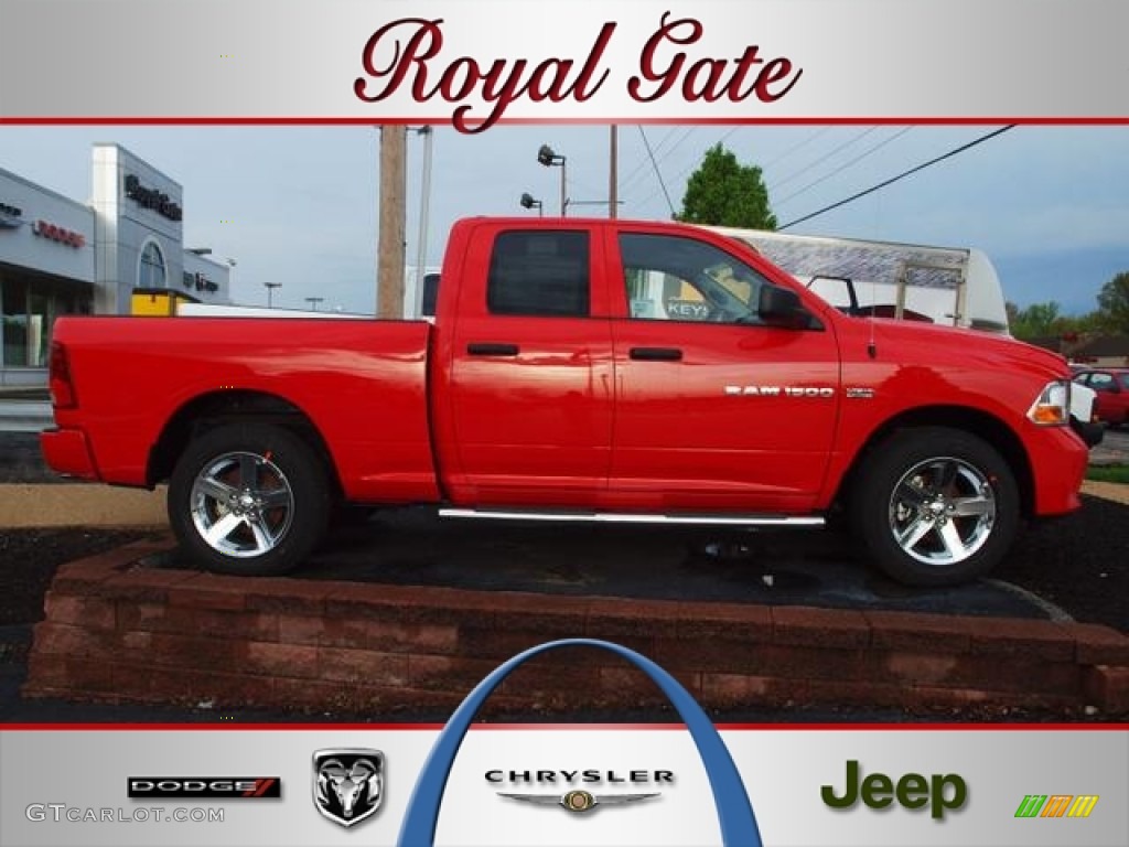 2012 Ram 1500 Express Quad Cab 4x4 - Flame Red / Dark Slate Gray/Medium Graystone photo #1