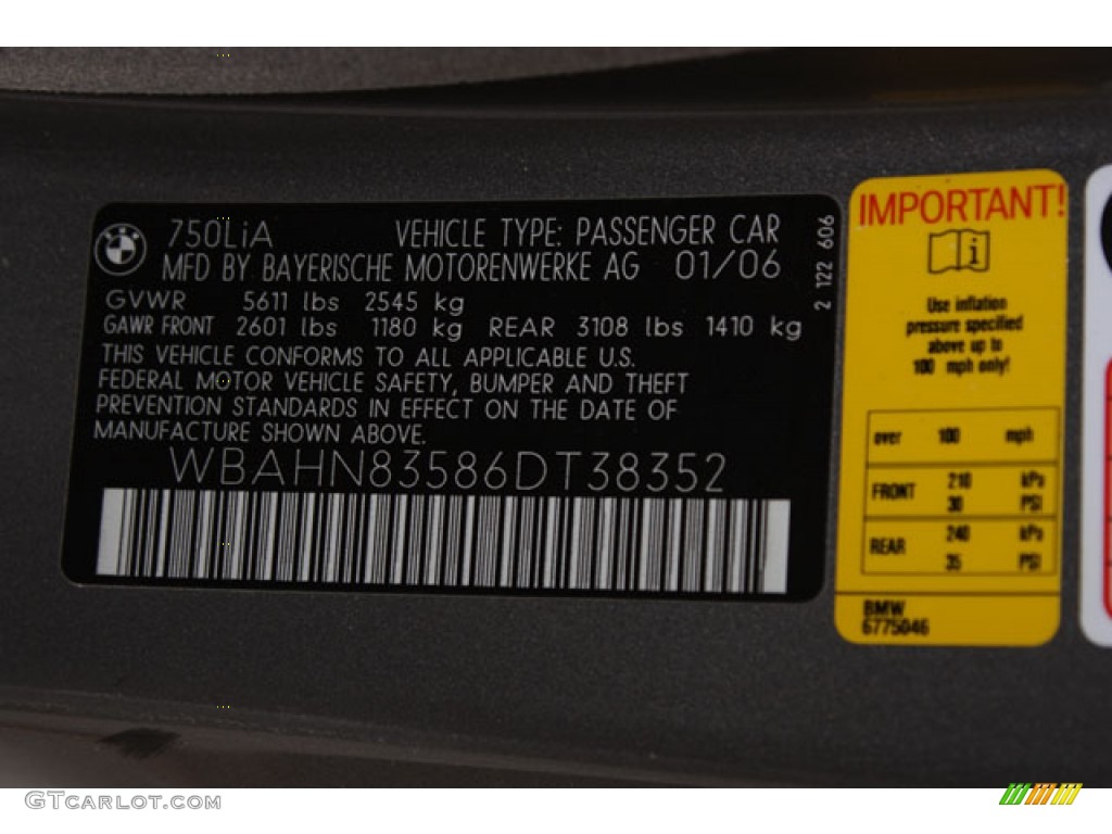 2006 7 Series 750Li Sedan - Sterling Grey Metallic / Basalt Grey/Flannel Grey photo #31