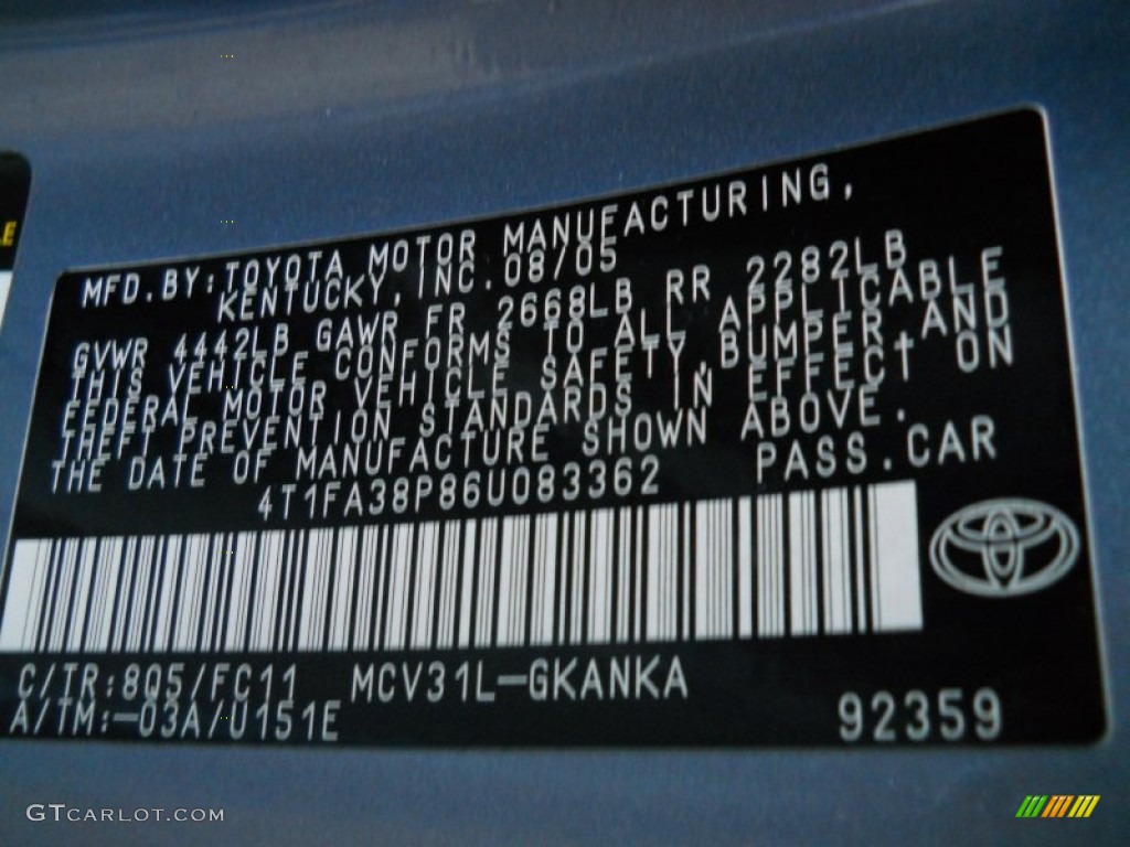 2006 Solara Color Code 8Q5 for Cosmic Blue Metallic Photo #63132363