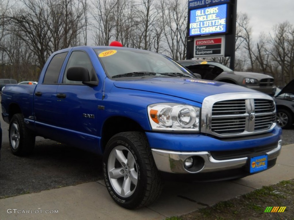 2008 Ram 1500 Big Horn Edition Quad Cab 4x4 - Electric Blue Pearl / Medium Slate Gray photo #15