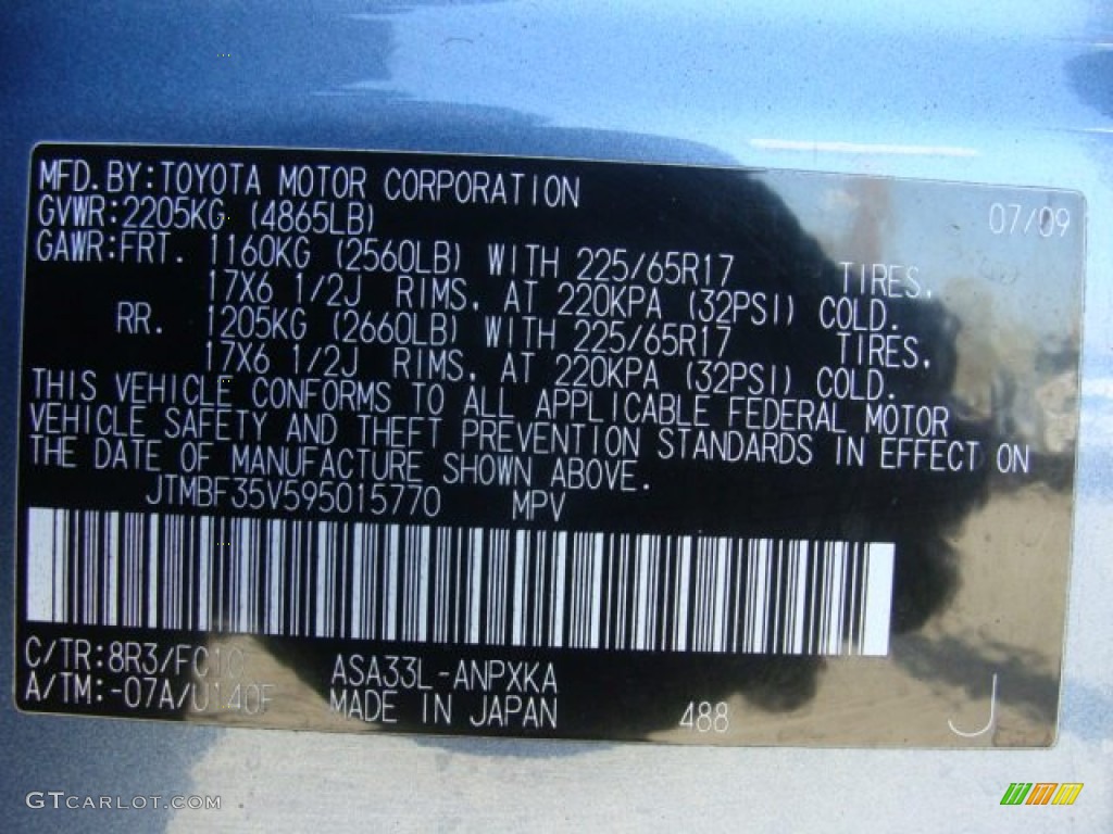 2009 RAV4 4WD - Pacific Blue Metallic / Ash Gray photo #15