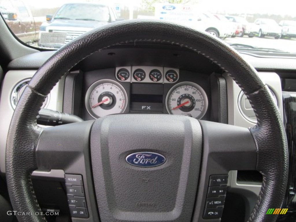2010 Ford F150 FX4 SuperCab 4x4 Black Steering Wheel Photo #63142066