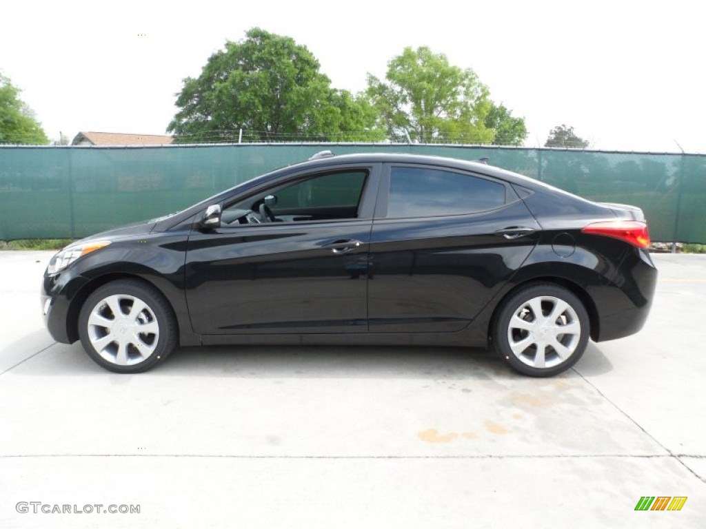 2012 Elantra Limited - Black Noir Pearl / Black photo #6