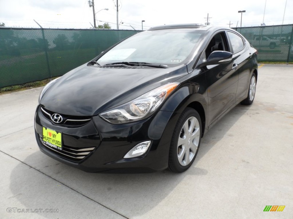 2012 Elantra Limited - Black Noir Pearl / Black photo #7