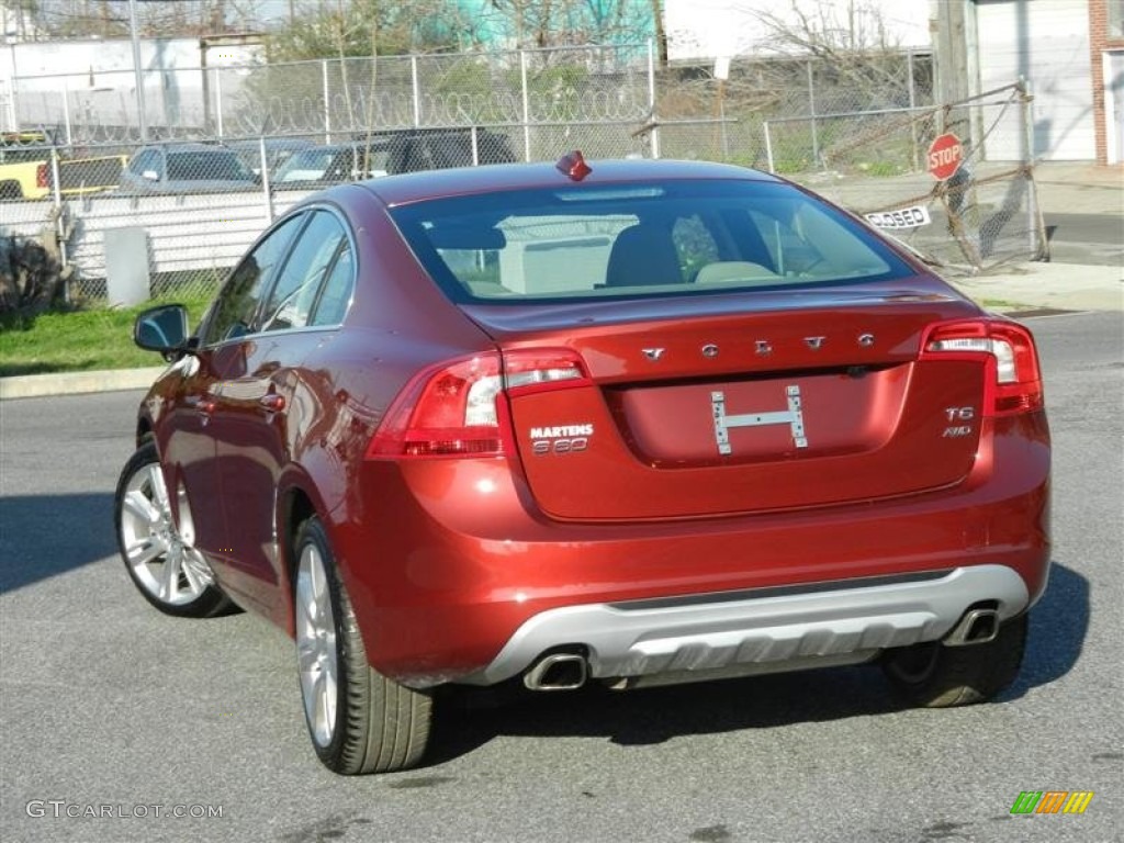 2012 S60 T6 AWD - Flamenco Red Metallic / Soft Beige photo #4